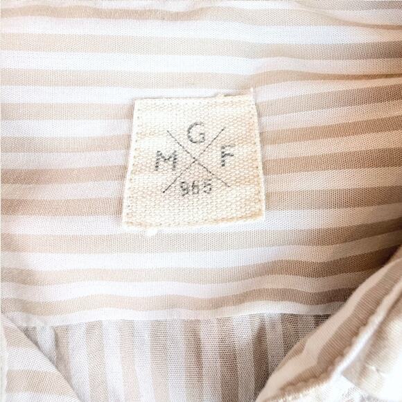 NWT GMF 965 Tan White Striped Cotton Italian Luxury Sports Dress Shirt 42 16.5 - Picture 4 of 12